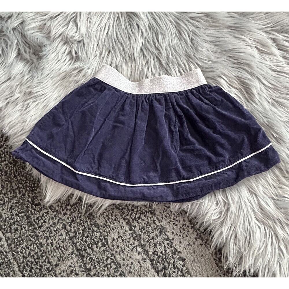 Gymboree Girls Navy Corduroy Skirt With Glitter Waist Band Size 3T